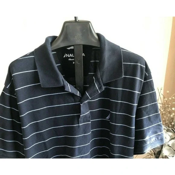 Nautica Men's Striped T Shirt Sleeve Collar Polo Shir - Picture 2 of 12